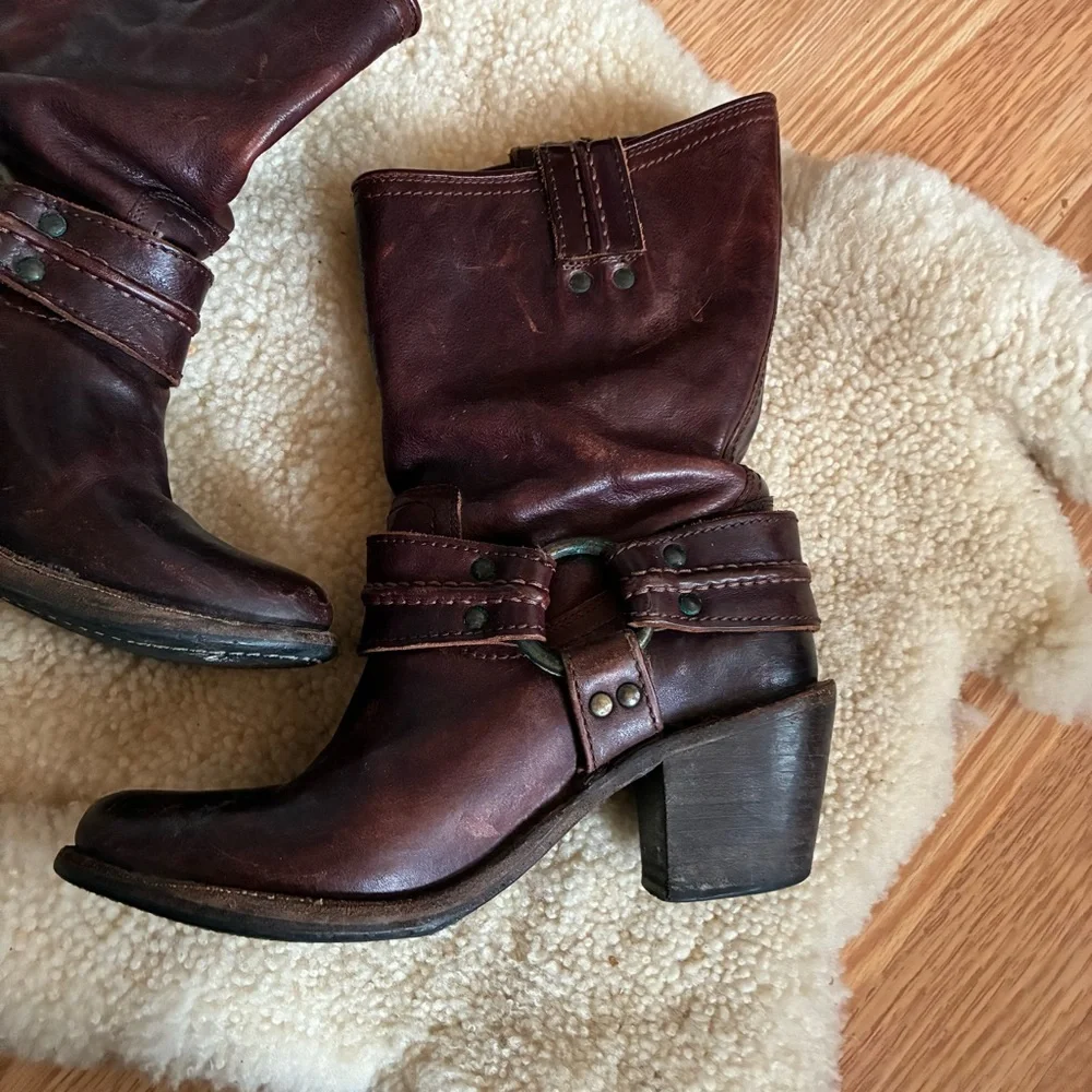 Frye Carmen Harness Short Motorcycle Boots - Picture 2 of 7
